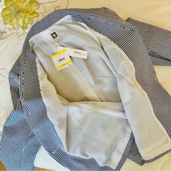 ANNE KLEIN Seersucker Stripe Single Button Front Blazer Sz M - Picture 11 of 16